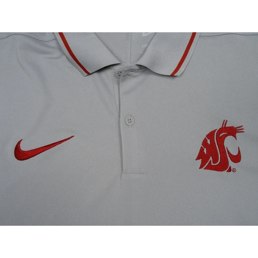 Nike Washington State Cougars Mens Polo Size Large Gray‎ Dri-Fit On Field Coach